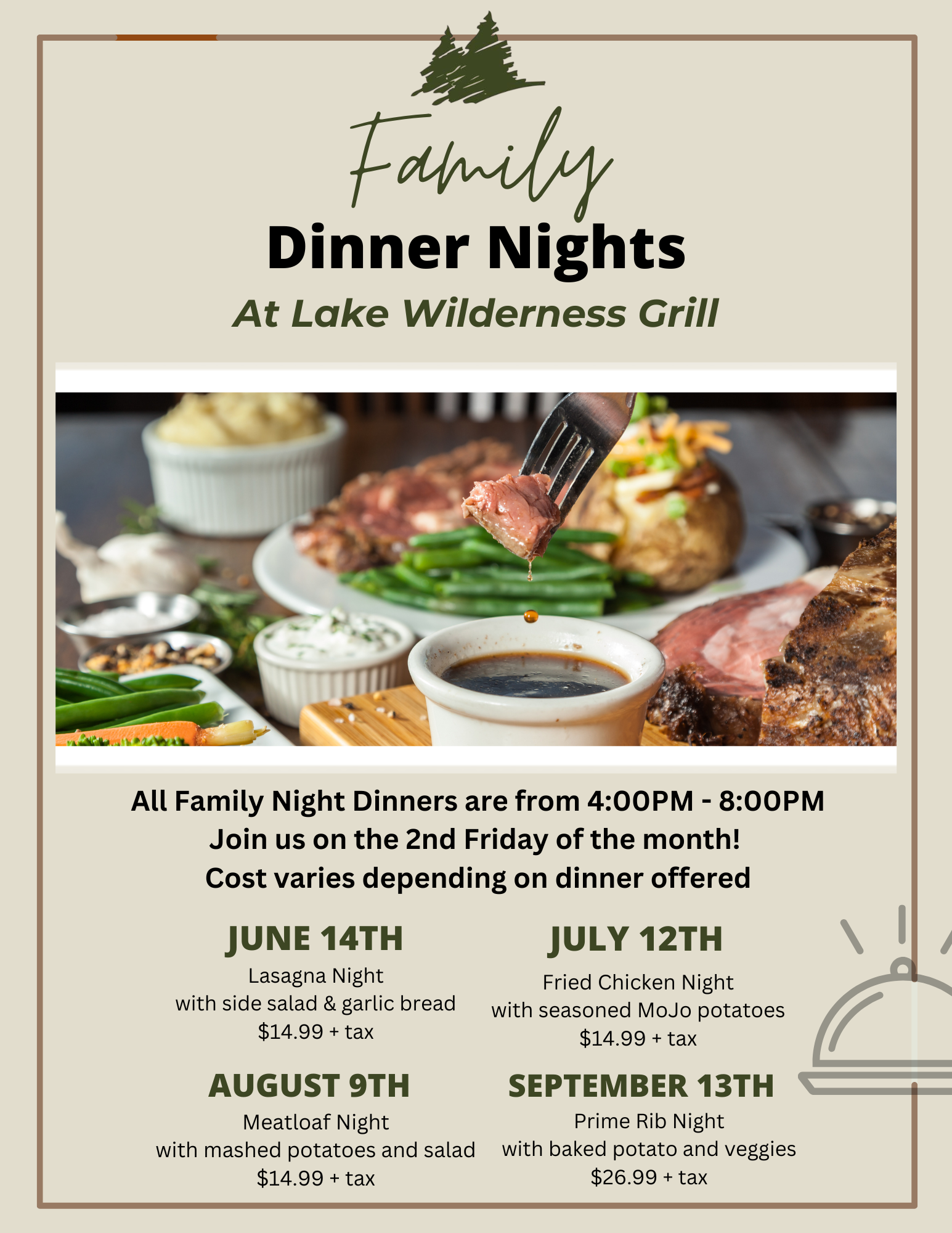 Family Dinner Nights Lake Wilderness Flyer